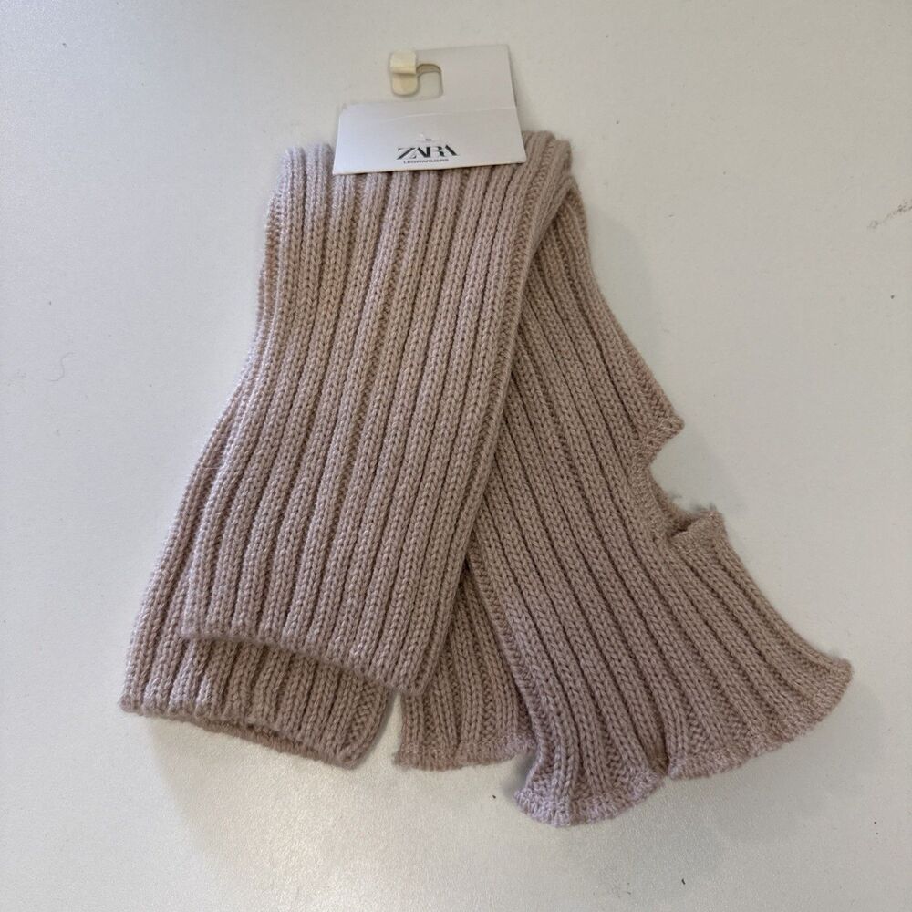 Zara Pink Knit Knee High Acrylic Leg Warmers MEDIUM NWT